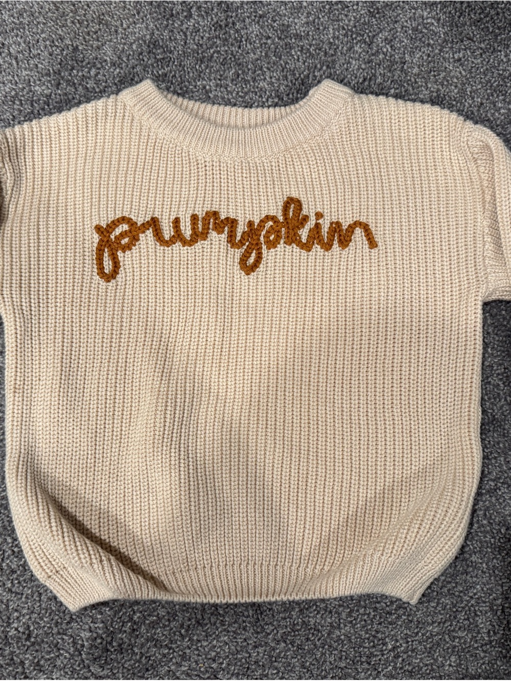 Toddler Cream 'Pumpkin' Embroidered Knit Sweater Size 4T